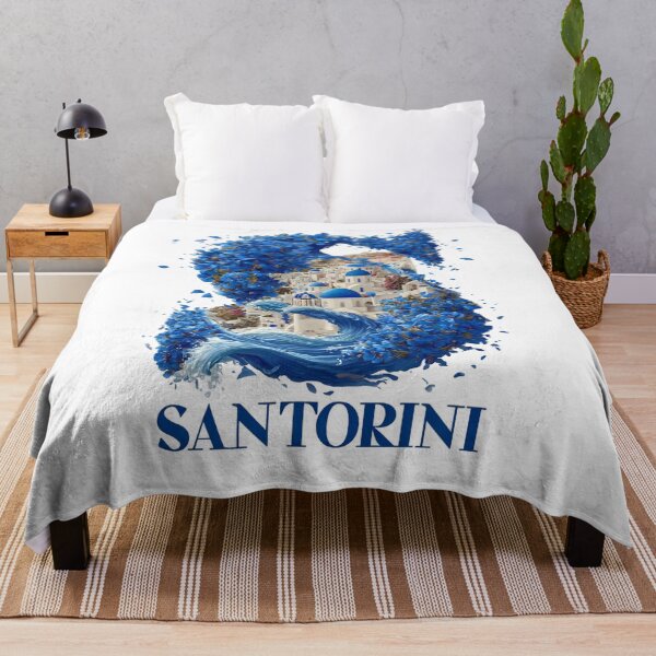 Item preview, Santorini – Blue Domes, Waves & Flower Design designed and sold by Meiersbeste.