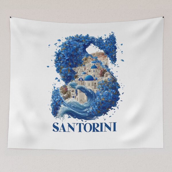 Item preview, Santorini – Blue Domes, Waves & Flower Design designed and sold by Meiersbeste.