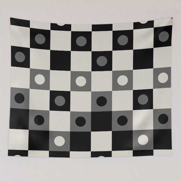 Item preview, Abstract seamless pattern of dark and light squares overlaid with contrasting and matching gray white and black dots designed and sold by Crispifly.