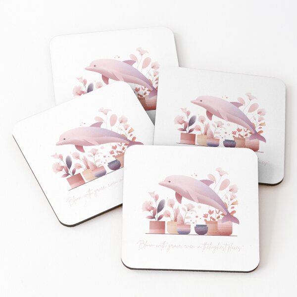 Item preview, Minimalist Dolphin with Edelweiss Blooms designed and sold by PrettyB888.