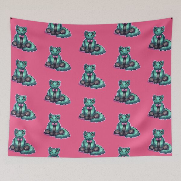 Item preview, Cute Chibi Emerald Green Cat With Pink Bowtie designed and sold by AHumanArtMachine.