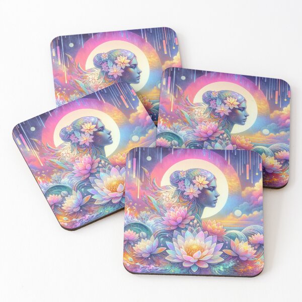Item preview, Moonlit Goddess of Lotus Mystical Feminine Fantasy Art designed and sold by UXVisionCraft28.