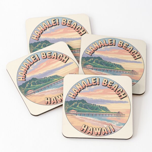 Item preview, Hanalei Beach Hawaii Retro Circle Sticker designed and sold by Horizon Tales.