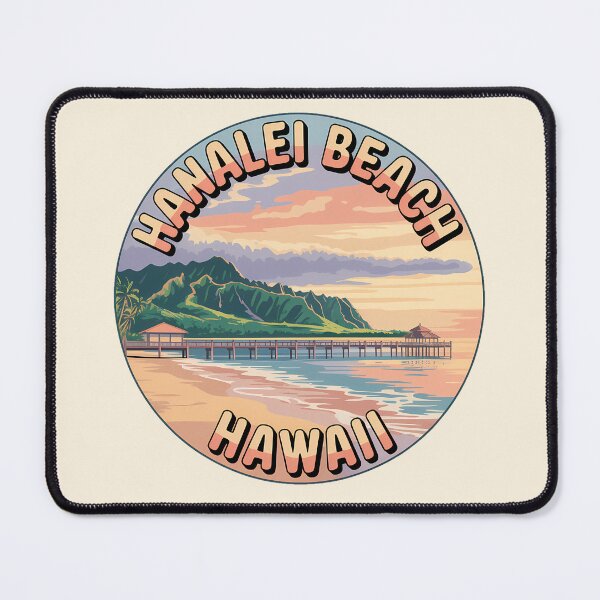 Item preview, Hanalei Beach Hawaii Retro Circle Sticker designed and sold by Horizon Tales.