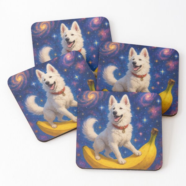 Item preview, Swiss Shepherd Riding Banana in Space designed and sold by Flying Doggo.