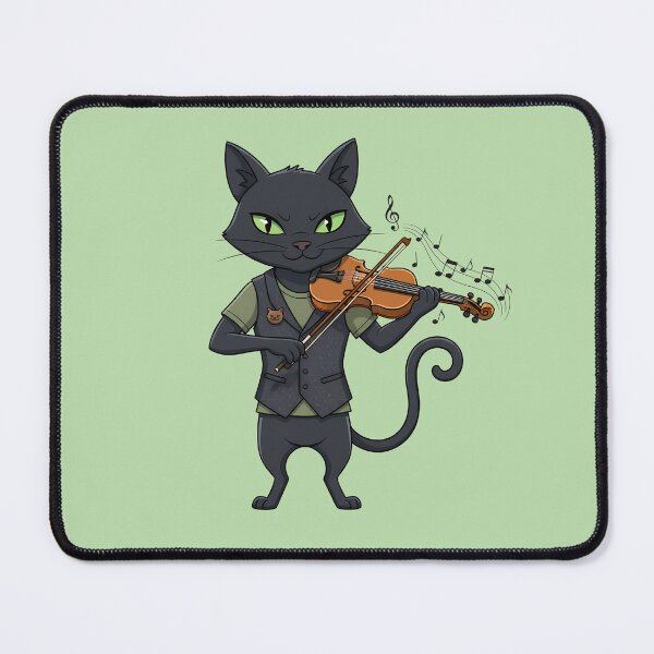 Item preview, Elegant Black Cat Playing Violin – Classical Music Cartoon Animal Design designed and sold by hn79.