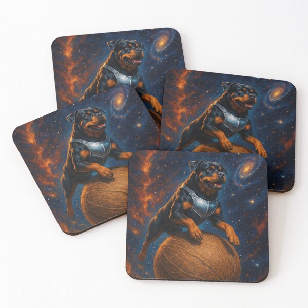 Item preview, Heroic Rottweiler Riding Cosmic Coconut designed and sold by Flying Doggo.