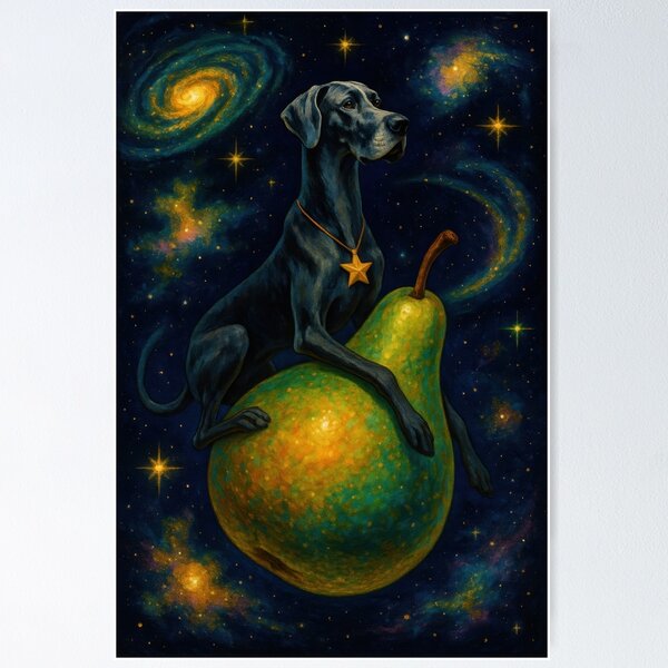 Item preview, Great Dane Riding Cosmic Pear Galaxy designed and sold by Flying Doggo.