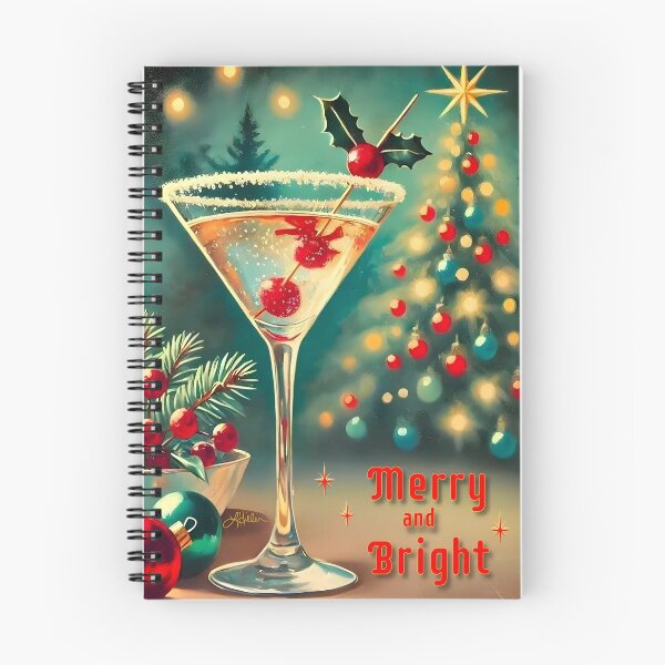 Artikelvorschau, Retro 50er Jahre Festlicher Merry & Bright Christmas Martini entworfen und verkauft von Lee Hiller Designs.