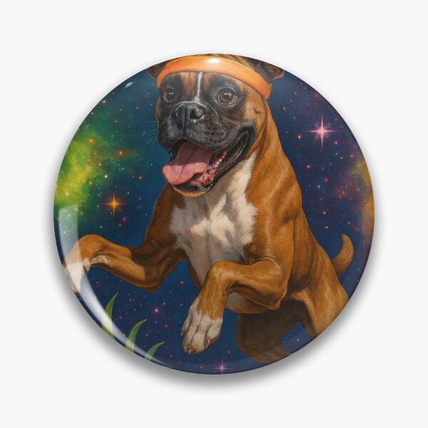 Artikelvorschau, Verspielter Boxer reitet kosmische Ananas entworfen und verkauft von Flying Doggo.