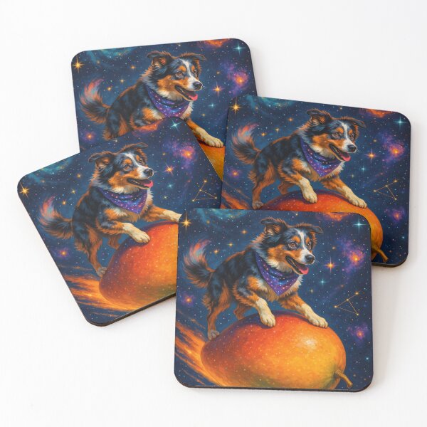 Artikelvorschau, Australian Shepherd reitet Cosmic Mango entworfen und verkauft von Flying Doggo.