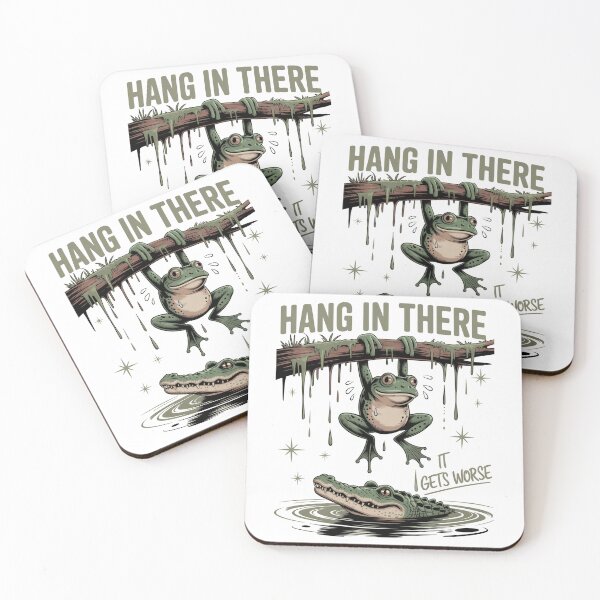 Item preview, Hang in There, It Gets Worse – Funny Frog and Alligator Cartoon Design designed and sold by AriaBreeze.