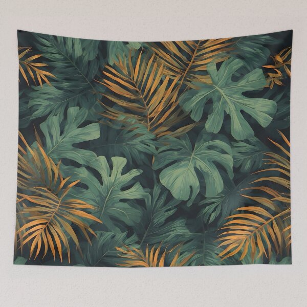Item preview, Tropical Jungle Leaf Print Botanical Foliage Dark Green and Yellow designed and sold by LeafPrints.