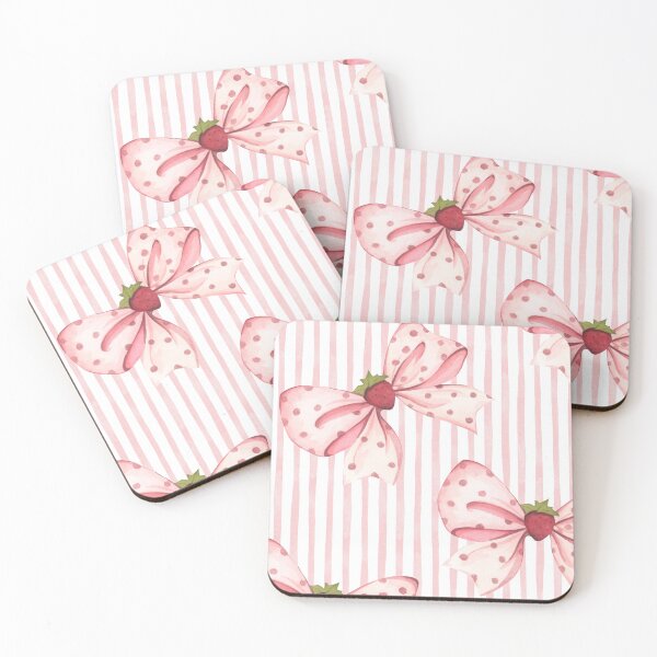 Item preview, Pink Strawberry Bow - Pink Stripes Pattern Design designed and sold by NitaBG.