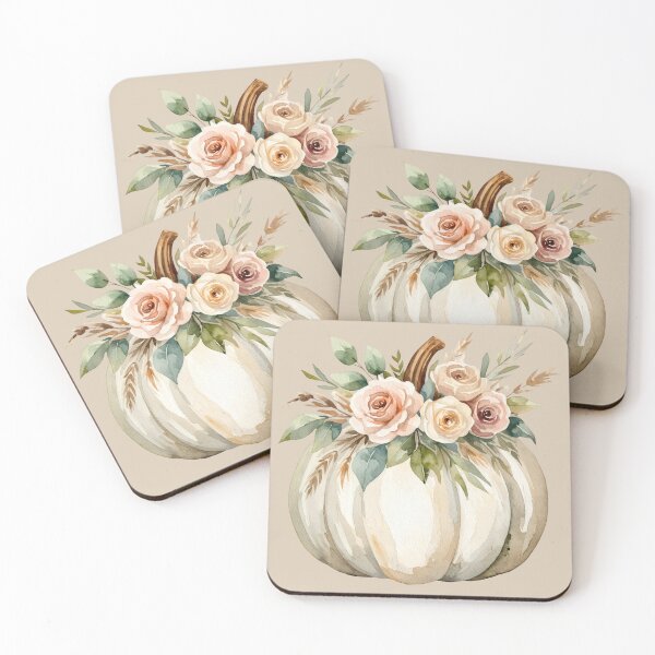 Item preview, Neutral Pumpkin with Roses | Elegant Fall Floral Decor designed and sold by Ombrya.