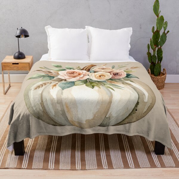 Item preview, Neutral Pumpkin with Roses | Elegant Fall Floral Decor designed and sold by Ombrya.