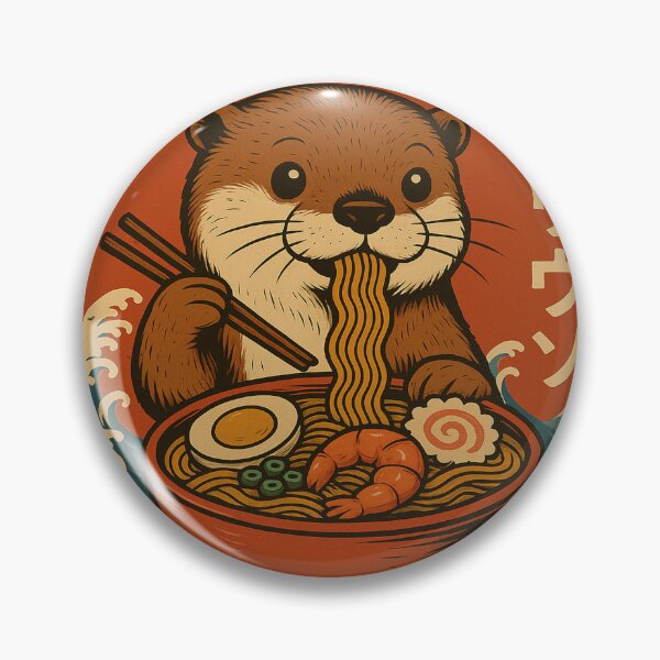 Item preview, Otter Ramen with Shrimp and Waves – Cute Japanese Retro Vintage Style designed and sold by Damcoc.