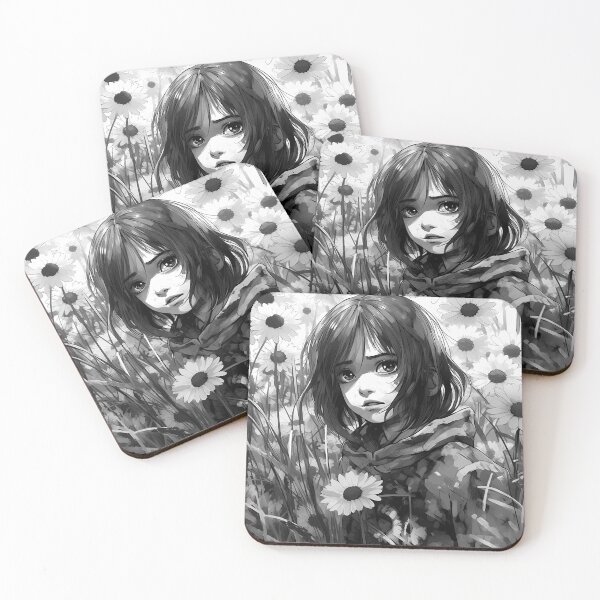 Item preview, MANGA DRAWING OF A SAD GIRL AMONG THE DAISIES designed and sold by infinitearte.