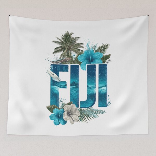 Item preview, Fiji – Tropical Island, Palm Trees & Hibiscus Flowers Design designed and sold by Meiersbeste.