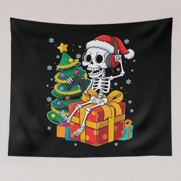 Item preview, Christmas skeleton Gamer xmas skull gaming designed and sold by blueyeeti.