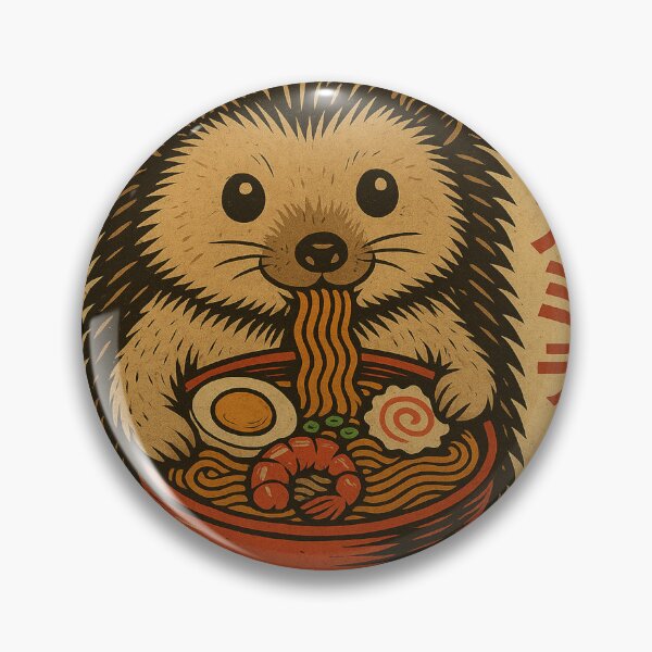 Item preview, Hedgehog Ramen with Shrimp and Egg – Playful Japanese Retro Vintage Style designed and sold by Damcoc.