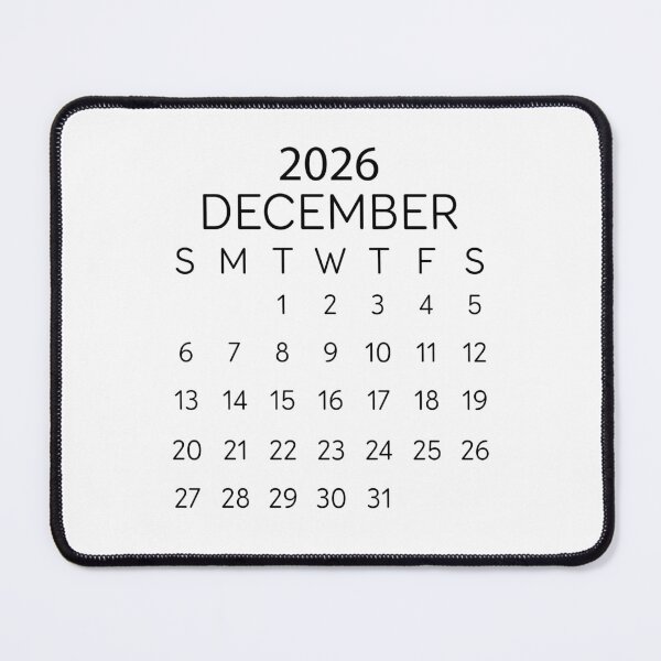 Item preview, December 2026 Minimalist Black Calendar – Elegant End-of-Year Page designed and sold by EmeraldeaDesign.
