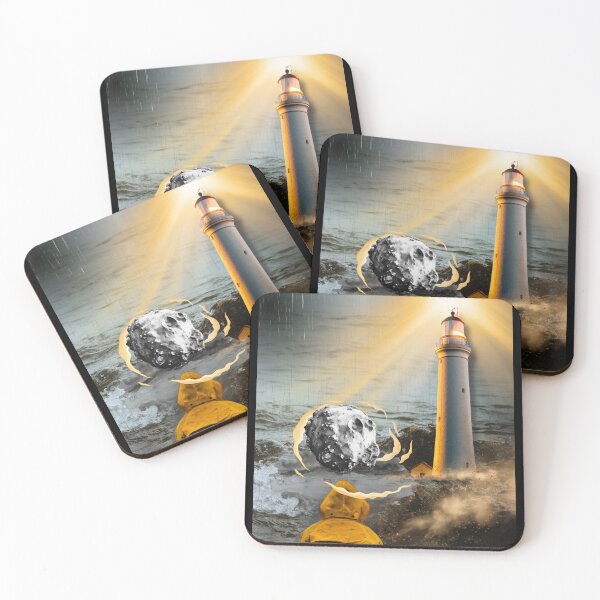 Item preview, Existential Storm - Beacon of Hope - Surreal Poster Art -  Solitary Man, Lighthouse & Meteor Art designed and sold by GlauciaSouEu.
