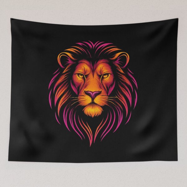 Item preview, Retro Neon Lion Face – Bold 80s Style Colorful Animal Art designed and sold by Creative.Shop.