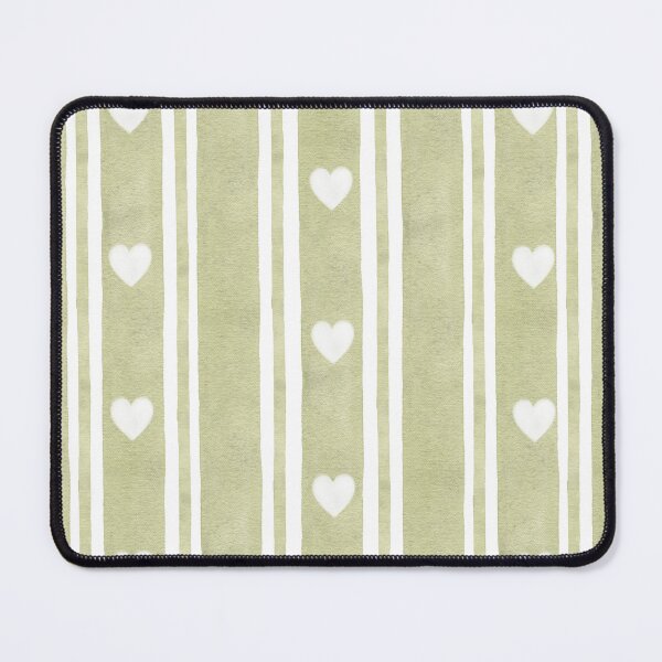 Item preview, Sage Stripes and Hearts Pattern - Light Green Watercolour designed and sold by NitaBG.