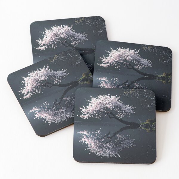 Item preview, "Sakura's Dream: Night Reflection on a Lake" designed and sold by Schoenenwald - Illustrations Uniques et Originales.