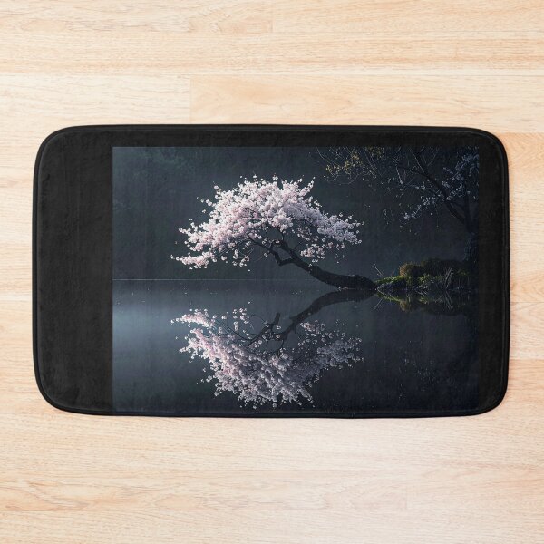 Item preview, "Sakura's Dream: Night Reflection on a Lake" designed and sold by Schoenenwald - Illustrations Uniques et Originales.