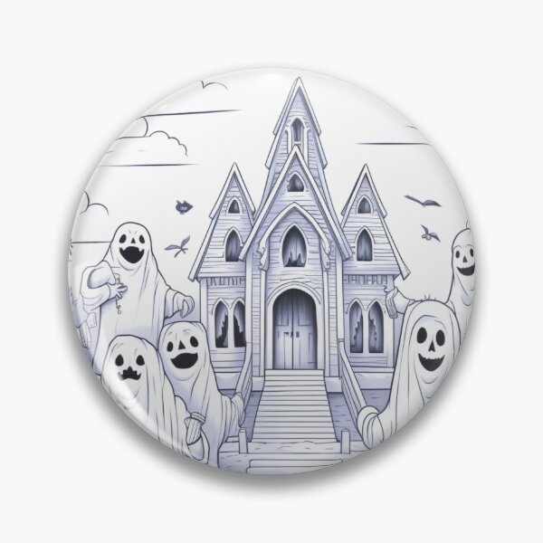 Item preview, Haunted House with Ghosts and Bats – Spooky Halloween Night Art designed and sold by Ani-24.