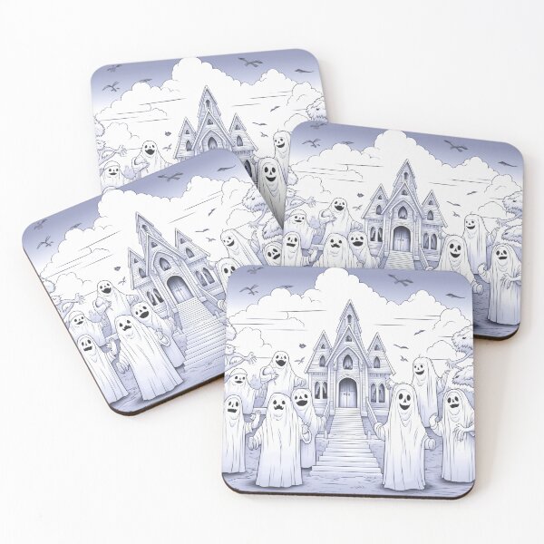Item preview, Haunted House with Ghosts and Bats – Spooky Halloween Night Art designed and sold by Ani-24.