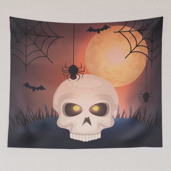 Item preview, Glowing Eyes Skull Under Full Moon Halloween Art designed and sold by edimoraes.