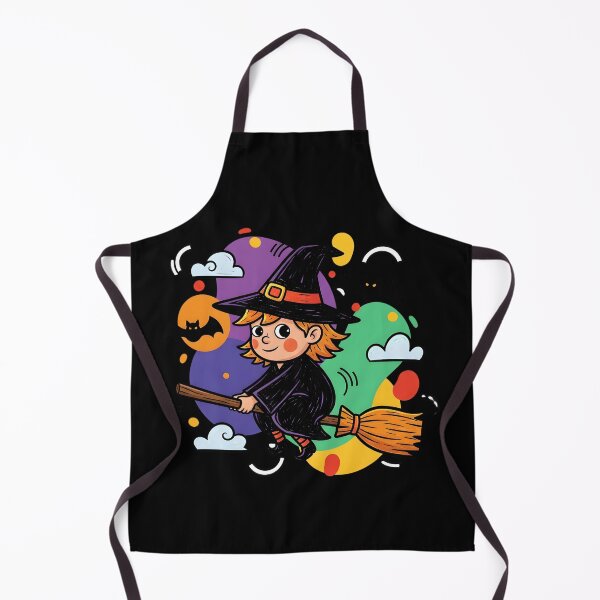 Item preview, Cute Little Witch Flying on Broom with Bats and Moon designed and sold by SeGoArtDesign.