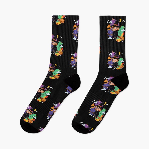 Item preview, Cute Little Witch Flying on Broom with Bats and Moon designed and sold by SeGoArtDesign.