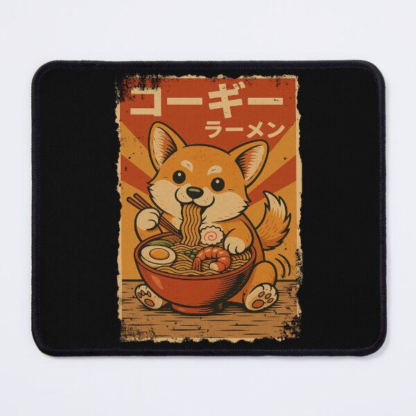 Item preview, Corgi Ramen Wagging Tail Rising Sun Retro Japanese Style designed and sold by Damcoc.