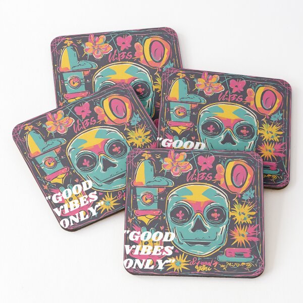 Item preview, Good Vibes Only Psychedelic Skull Art designed and sold by Happyfreedom.