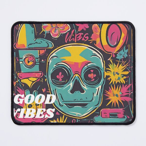 Item preview, Good Vibes Only Psychedelic Skull Art designed and sold by Happyfreedom.