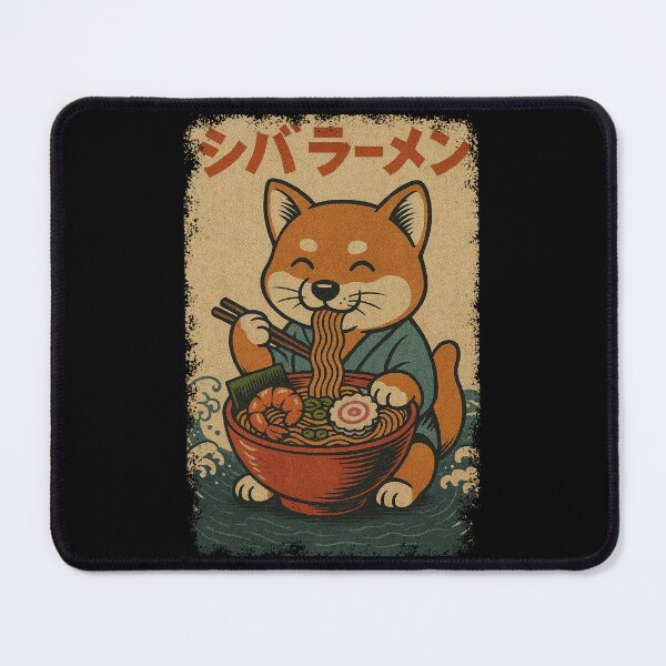 Item preview, Shiba Eating Ramen And Wearing Yukata Waves Japanese Style Retro Art designed and sold by Damcoc.
