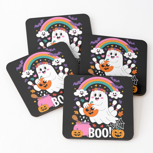 Item preview, Floral Ghost Halloween Playing Bowling Rainbow designed and sold by WalshDrawnLaugh.