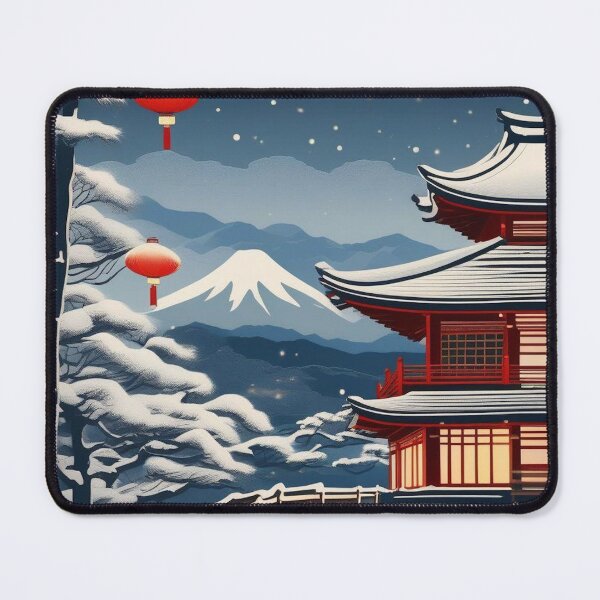 Item preview, Christmas Lantern Forest Temple – Japanese Ukiyo-e Winter Scene designed and sold by Vandy Fullam.