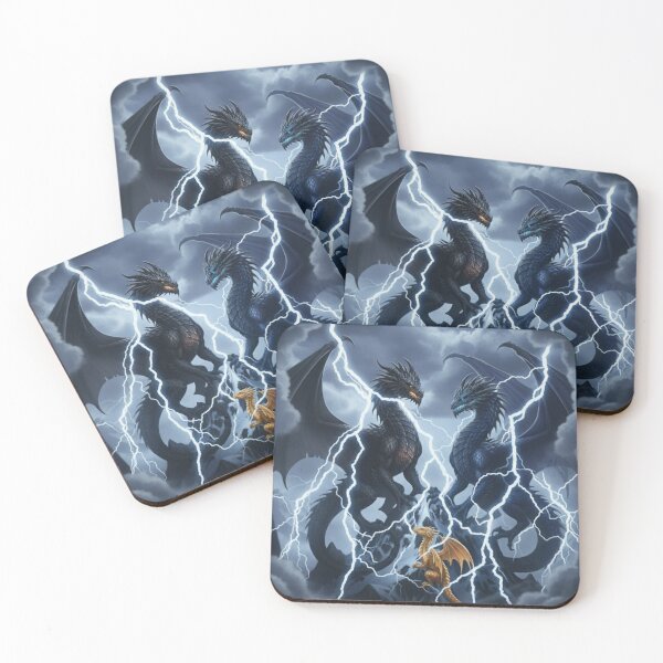 Item preview, Fourth Wing Fan Art Tairn, Sygael and Andarna in lightening designed and sold by The Introvert's Press.