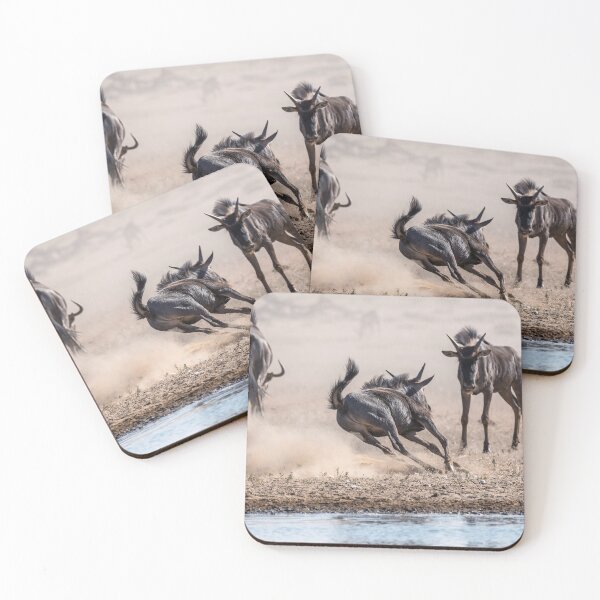 Item preview, Blue Wildebeest Clash by the Waterhole – African Dust and Power designed and sold by DavideAntoniani.