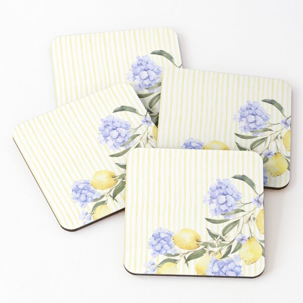 Item preview, Mediterranean Stripes and Lemons - Yellow and Blue Design designed and sold by NitaBG.