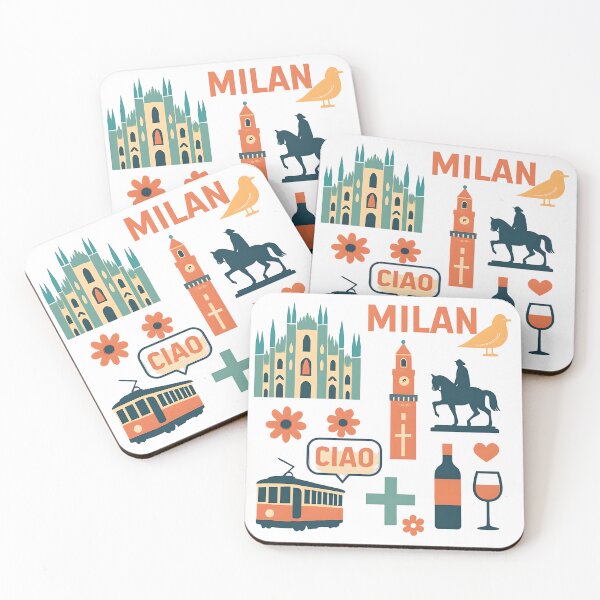 Item preview, Colorful Milan Italy Travel Icons  designed and sold by Gaby112703.