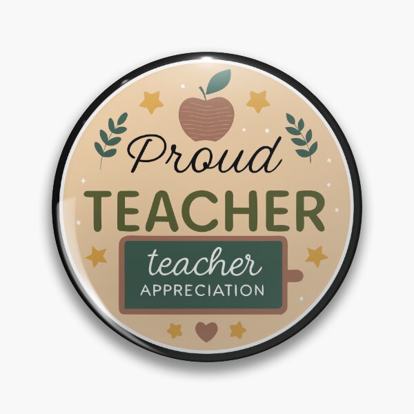 Item preview, Proud Teacher Badge – Apple & Chalkboard Appreciation  designed and sold by VividOrganica.