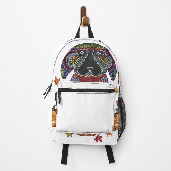 Item preview, Enchanted Autumn Pup – Mandala Dog with Jack‑O’‑Lanterns designed and sold by DotsNSoul.