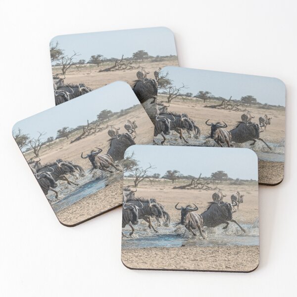 Item preview, Wildebeest Stampede Across the Waterhole – Wild Africa in Motion designed and sold by DavideAntoniani.