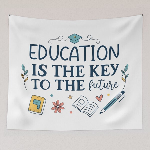 Item preview, Education Is the Key to the Future – Inspirational Quote Typography Design designed and sold by VividOrganica.